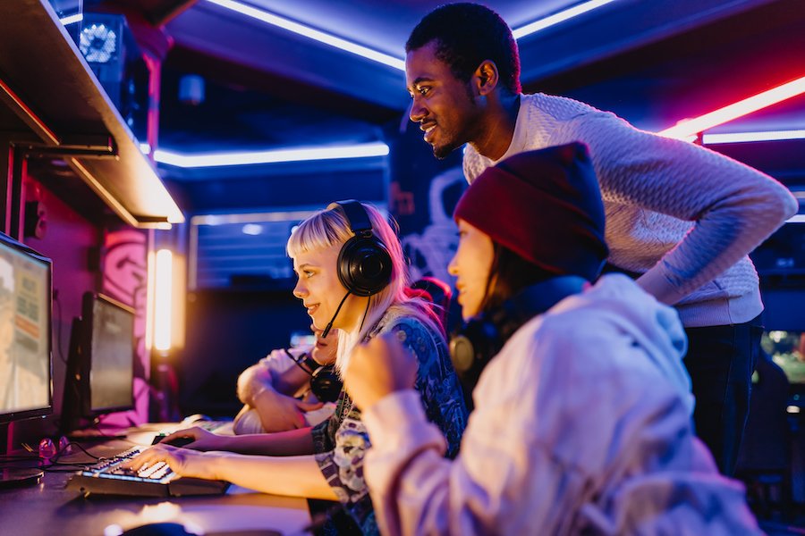 Group of diverse gamers. 